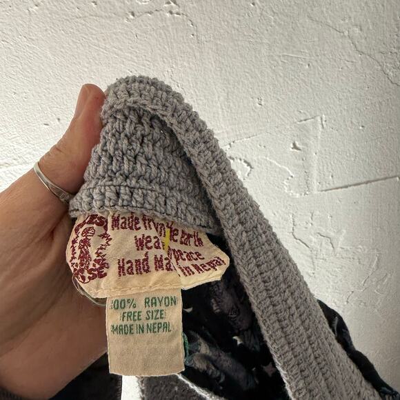 Gypsy Rose Y2k OneSize Handmade Crochet Celestial Whimsigoth Festival Midi Dress - Picture 5 of 7